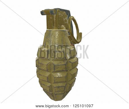 Mk2 grenade 3D illustration on white background isolated