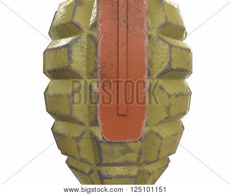 Mk2 grenade 3D illustration on white background isolated