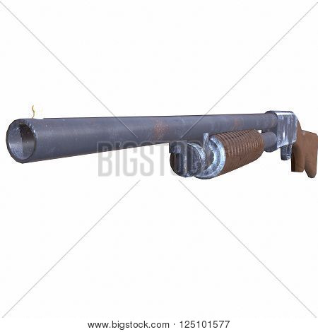 Ithaca old shotguns 3D illustration on white background isolated