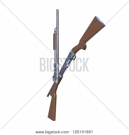 Ithaca old shotguns 3D illustration on white background isolated