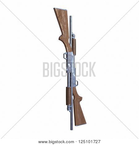 Ithaca old shotguns 3D illustration on white background isolated