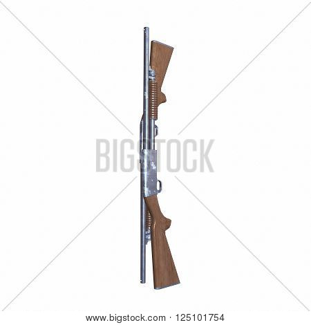 Ithaca old shotguns 3D illustration on white background isolated