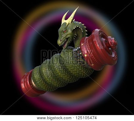 ancient china dragon scroll with pergament isolated 3D Illustration