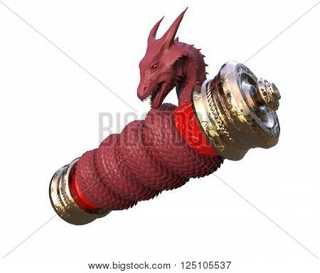 ancient china dragon scroll with pergament isolated 3D illustration