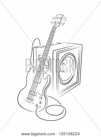 Bass rest at Amplifier line art illustration