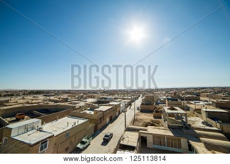 Aerial view of desert city Varzaneh in  Isfahan Province, Iran