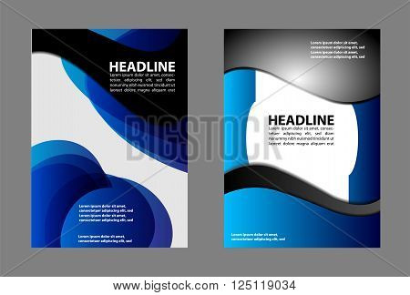 Vector abstract blue black curved space vector background illustration
