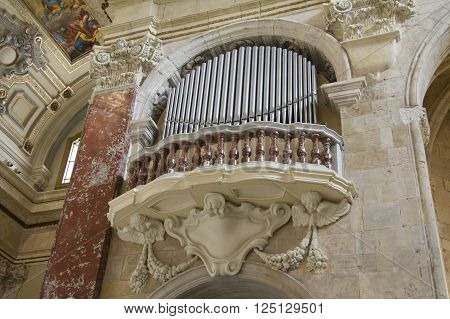 CAGLIARI, ITALY - November 9, 2013: Detail of the interior of the Cathedral of Santa Maria Assunta and Santa Cecilia neighborhood castle of Cagliari - Sardinia