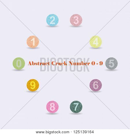 Modern Vector Crack Alphabet. Crack Font. Number Crack Letters. Modern crack pattern Lettering. Crack number 0 - 9
