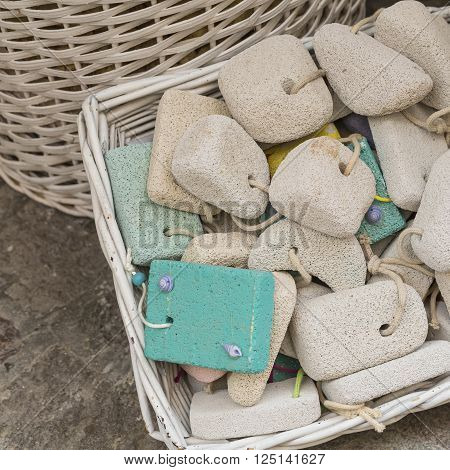 Pumice Stone In The Souvenir Shop, Colorful Pumice Stone, Different Colors Of Pumice Stone In Shop,h