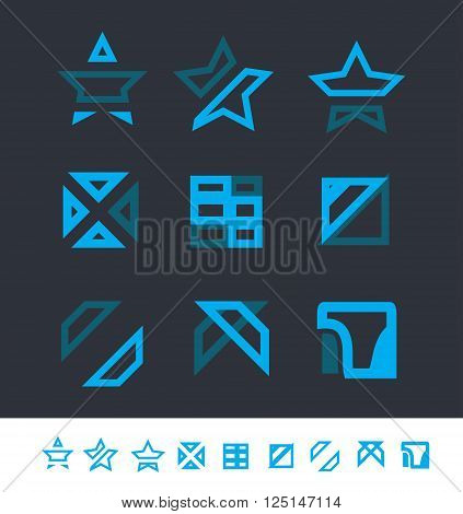 Vector company logo icon element template geometric set star square abstract
