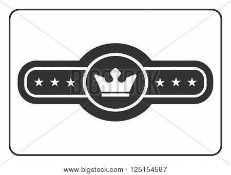 Champion belt icon. Award trophy. Symbol competition box boxer championship concept. Black sign isolated on white background. Design element. Sport equipment. Flat graphic style. Vector illustration