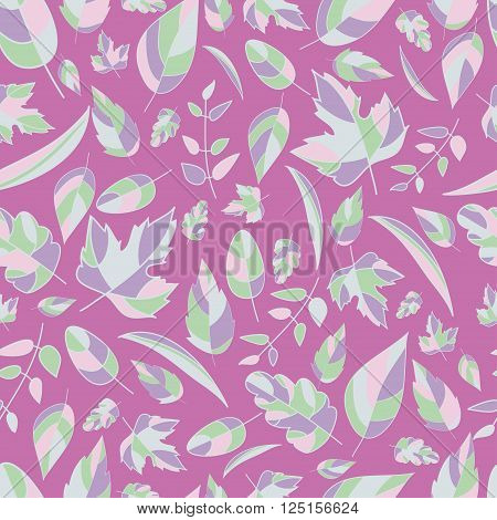 pattern with leaves on a lilac background