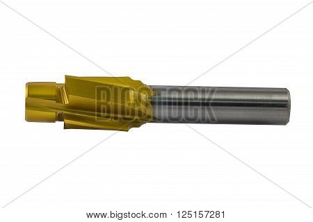 End mill tool counter bore on white background