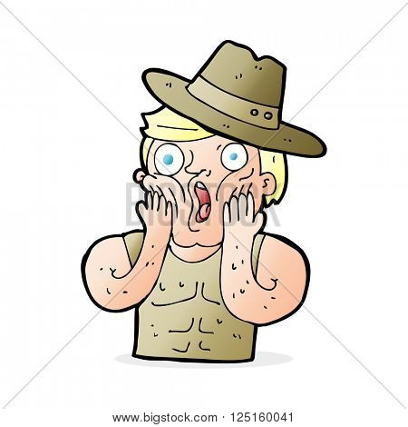cartoon shocked outback australian man
