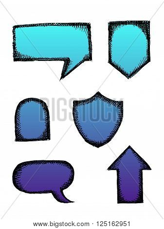 A collection of speech and thought communication bubbles. Colorful vector stock illustration