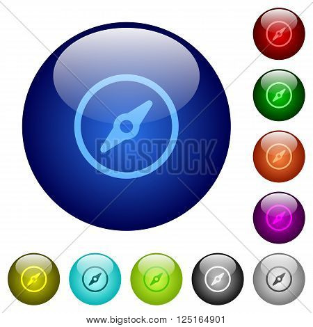 Set of color compass glass web buttons.