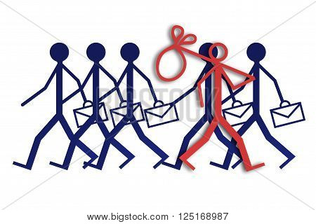 Employment and unemployment - cincept image on white background