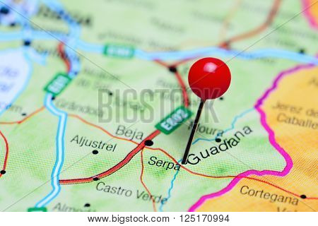 Serpa pinned on a map of Portugal