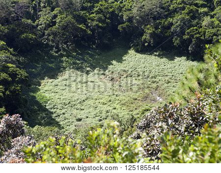 famous Mauritius tourist place- volcano crater Trou aux Cerfs- panorama