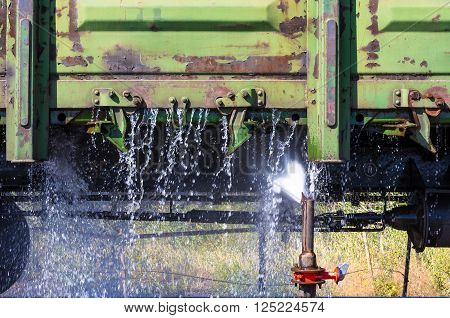 water washing of old freight railway cars