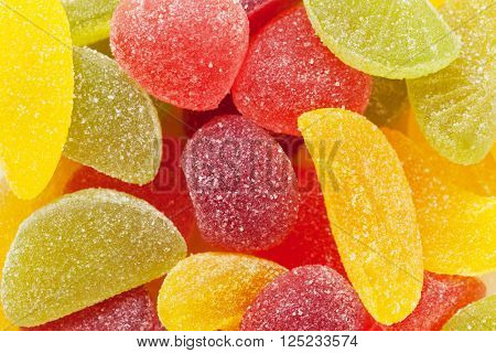 Colorful jelly candies closeup macro texture