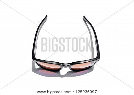 Sun glasses top view, isolated on white background