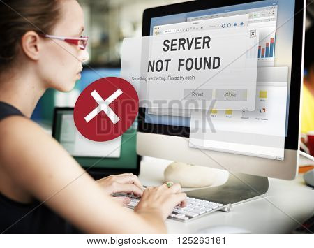 Server Not Found Error Inaccessible Concept