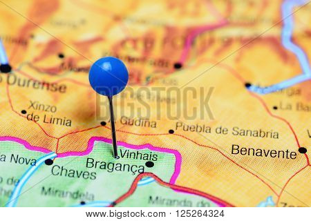 Vinhais pinned on a map of Portugal