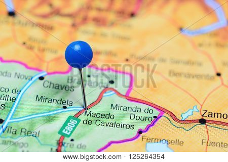 Macedo de Cavaleiros pinned on a map of Portugal