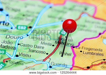 Pinhel pinned on a map of Portugal