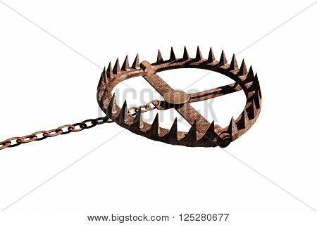 3d illustration of a bear trap isolated on white background