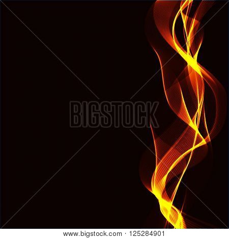 Abstract background with wavy ribbons of a fire and space for your text