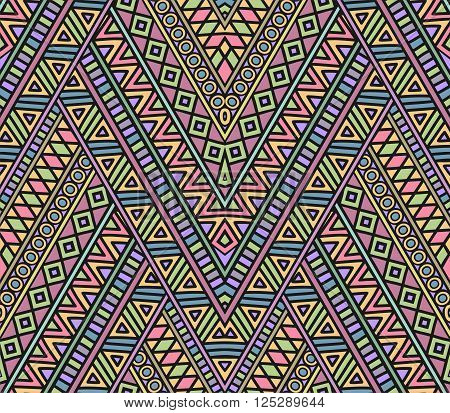 Bright Geometric Seamless Pattern With Ethnic Ornament.eps