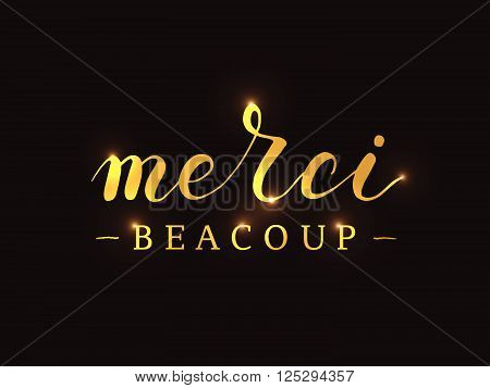 Hand Sketched Quote 'merci Beacoup' (thank You In English).