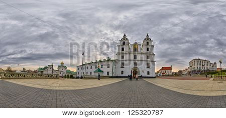 Wide Panorama of Holy Spirit Cathedral, Main Landmark of Minsk, The Capital of Belarus