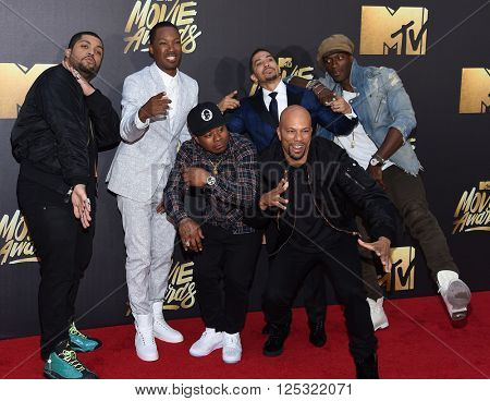LOS ANGELES - APR 09:  Common, O'Shea Jackson Jr., Corey Hawkins, Jason Mitchell, Neil  arrives to the Mtv Movie Awards 2016  on April 09, 2016 in Hollywood, CA.                