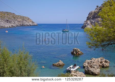 Hill view for Anthony Quinn sea bay and beach zone