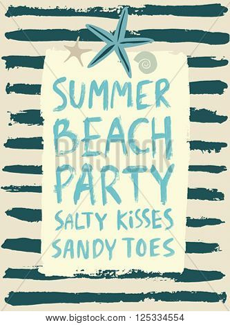 Summer hand drawn calligraphyc card. Vector illustration.
