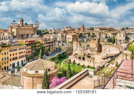 Aerial View Of Rome City Centre From The Palatine Hill