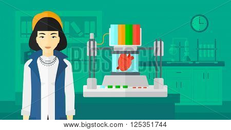 Woman with three D printer.