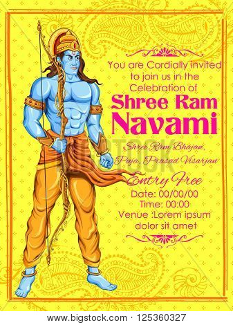 illustration of Lord Rama in Ram Navami background
