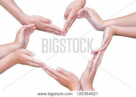 Many arms of children construct heart shape isolated on white background
** Note: Soft Focus at 100%, best at smaller sizes