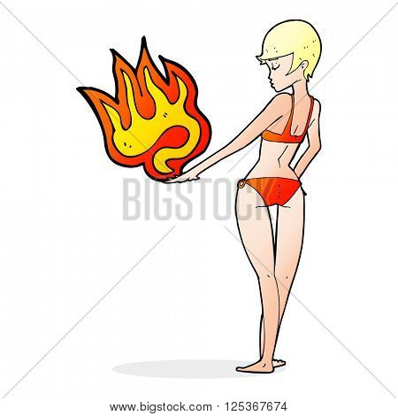 cartoon woman making 'hot' gesure