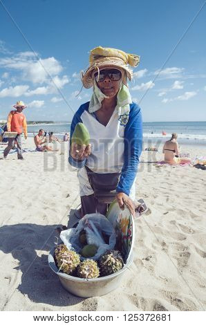 Fruit Seller On Kuta Beach, Bali