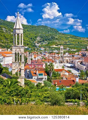 Hvar architecture and nature vertical view Dalmatia Croatia