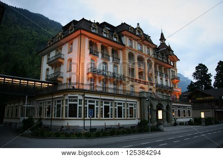 Interlaken Switzerland - May 03 2009: Hotel Royal St. Georges in Interlaken