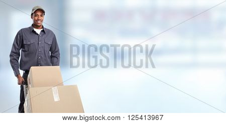 African-american delivery postman.