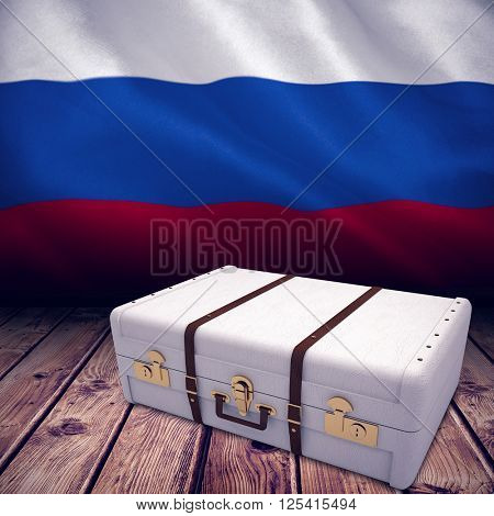 Suitcase against digitally generated russian national flag