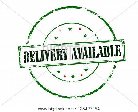 Rubber stamp with text delivery available inside vector illustration
